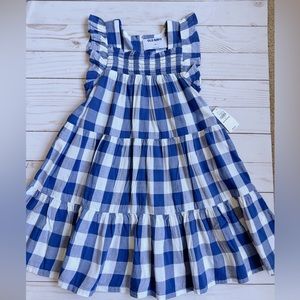 Old Navy Girls Blue flutter Sleeve Gingham Midi Dress NWT